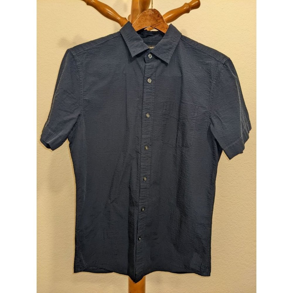 Banana Republic Men's Grant Slim Fit Short-Sleeved Shirt, Navy / Blue